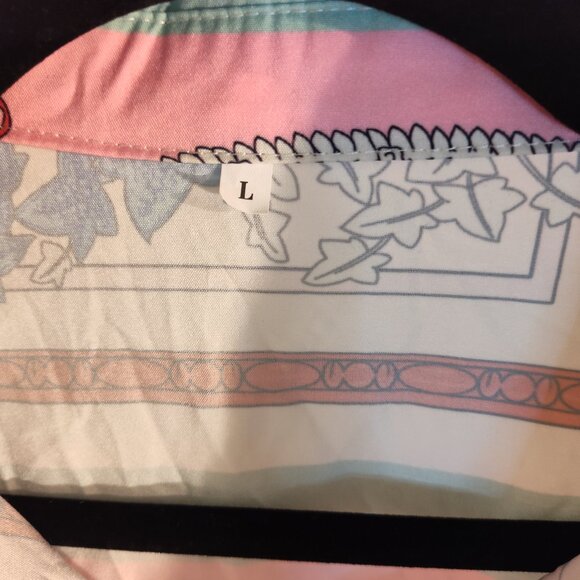 Unbranded Designer Style Paisley Pink Blue White Button-up Long Sleeve M-L - Picture 8 of 10